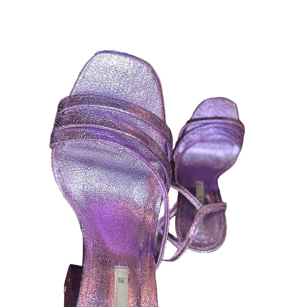 ZARA metallic purple foil platform heeled sandal size 39 - Picture 15 of 15